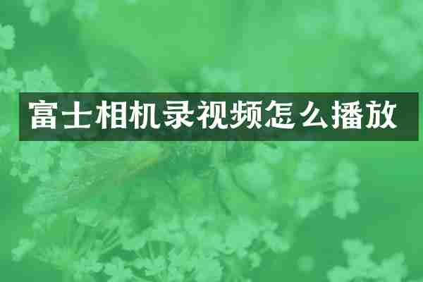 富士相机录视频怎么播放
