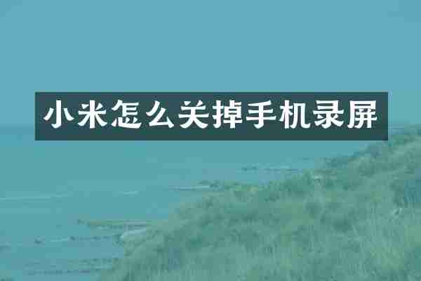 小米怎么关掉手机录屏