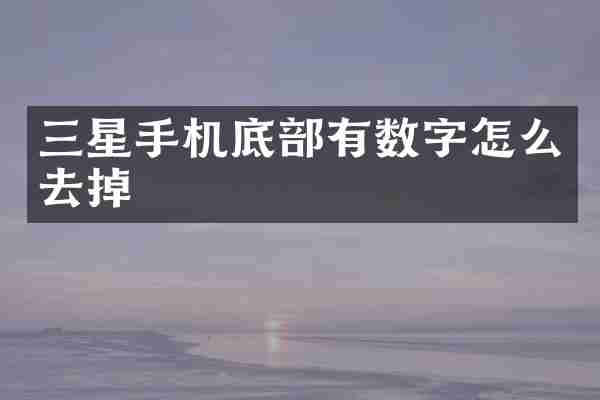 三星手机底部有数字怎么去掉