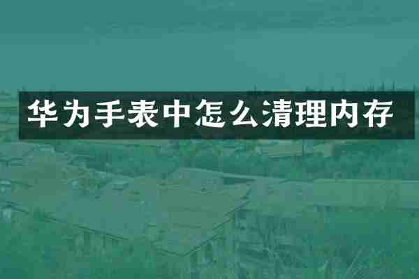 华为手表中怎么清理内存