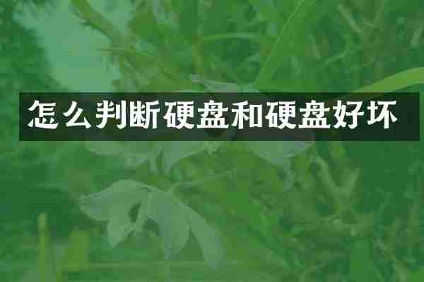 怎么判断硬盘和硬盘好坏