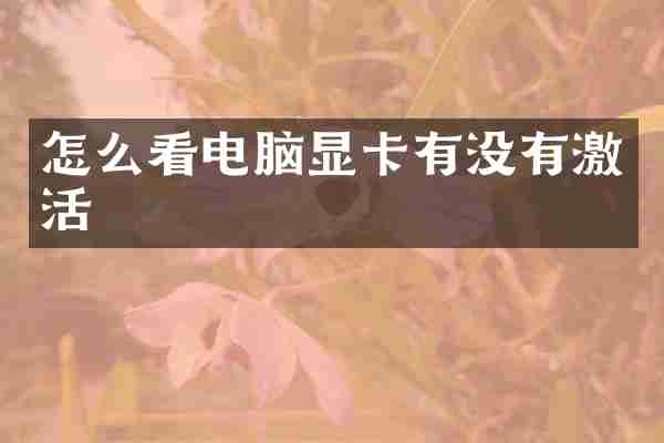 怎么看电脑显卡有没有激活