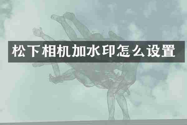 松下相机加水印怎么设置