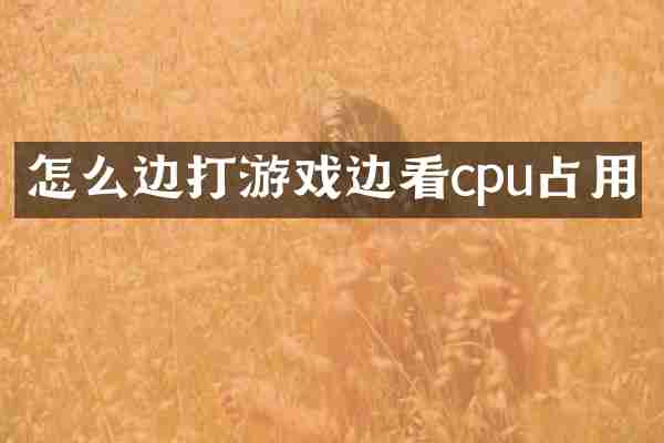 怎么边打游戏边看cpu占用