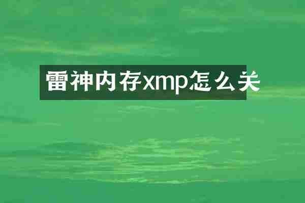 雷神内存xmp怎么关