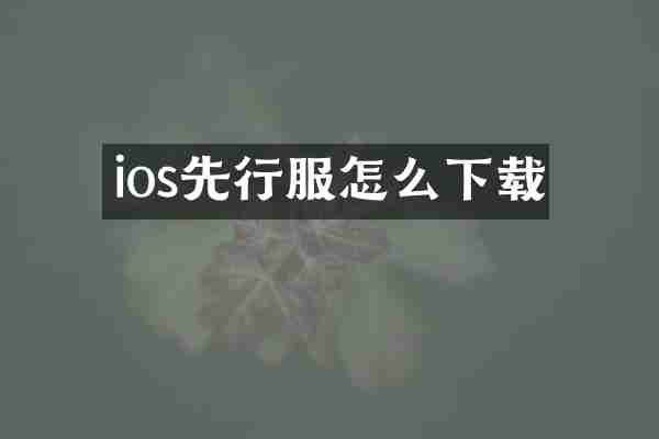 ios先行服怎么下载