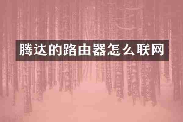 腾达的路由器怎么联网