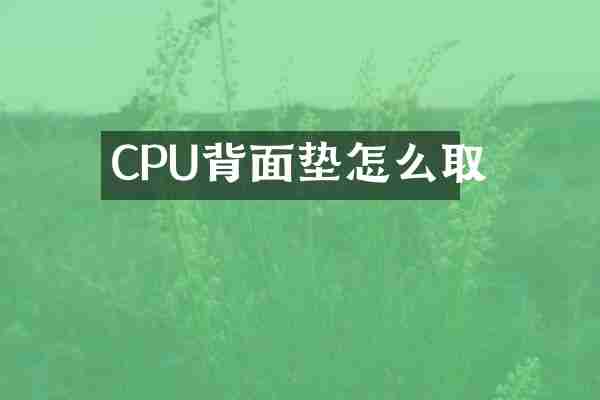 CPU背面垫怎么取