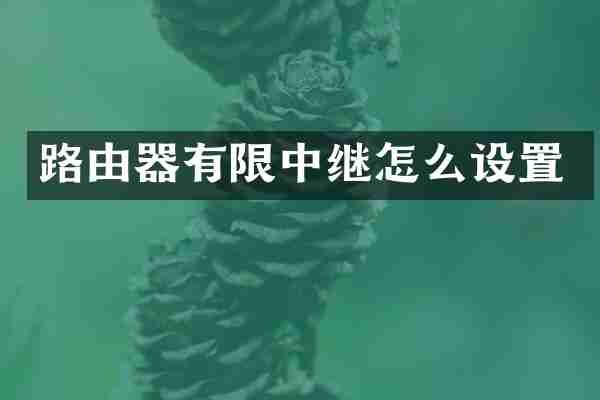 路由器有限中继怎么设置