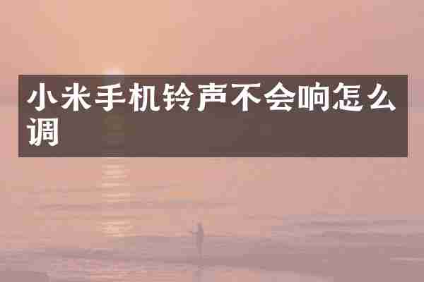 小米手机铃声不会响怎么调