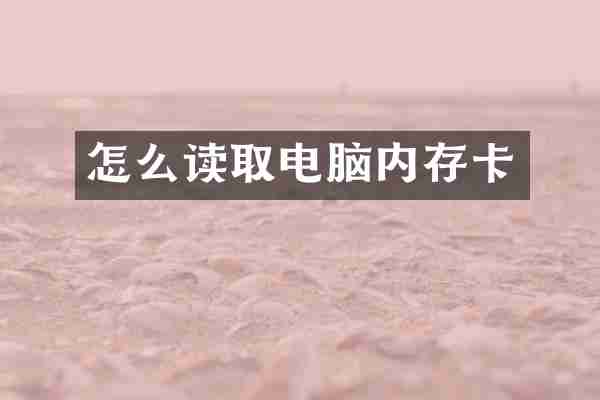 怎么读取电脑内存卡