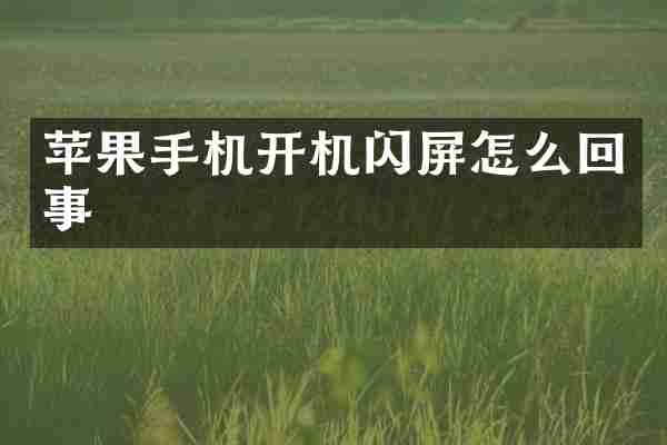 苹果手机开机闪屏怎么回事