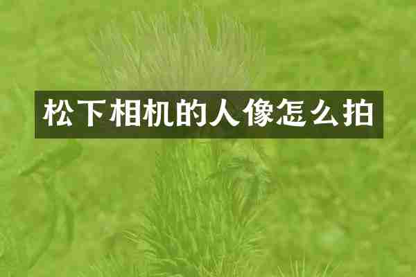 松下相机的人像怎么拍