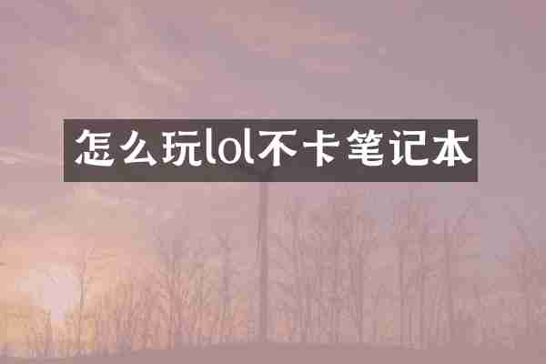 怎么玩lol不卡笔记本