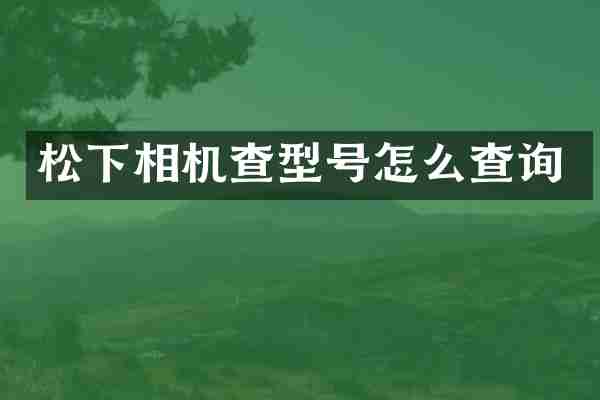 松下相机查型号怎么查询