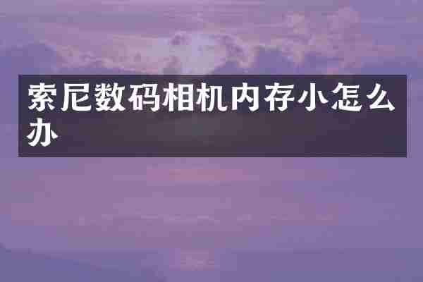索尼数码相机内存小怎么办