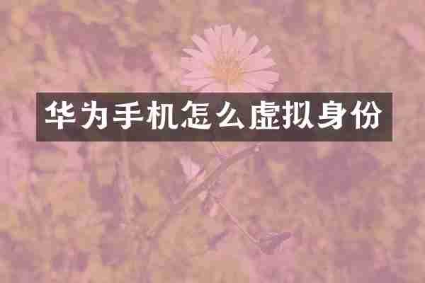 华为手机怎么虚拟身份