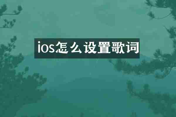 ios怎么设置歌词