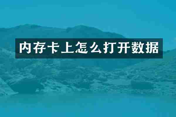 内存卡上怎么打开数据