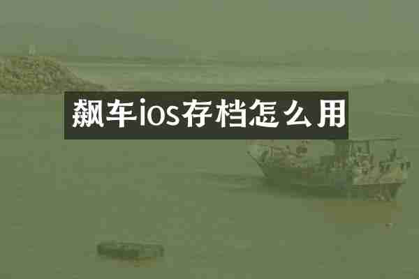 飙车ios存档怎么用
