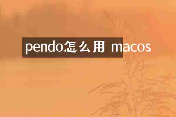 pendo怎么用 macos