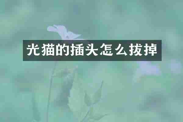 光猫的插头怎么拔掉