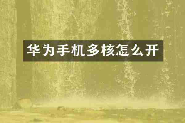 华为手机多核怎么开