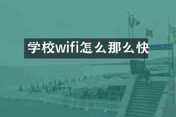 学校wifi怎么那么快
