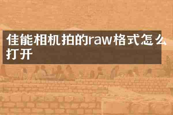 佳能相机拍的raw格式怎么打开