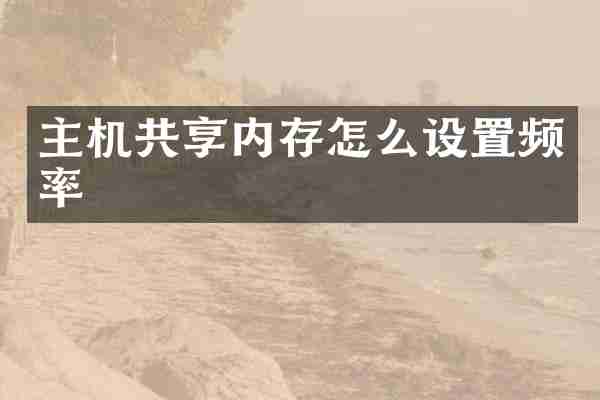 主机共享内存怎么设置频率
