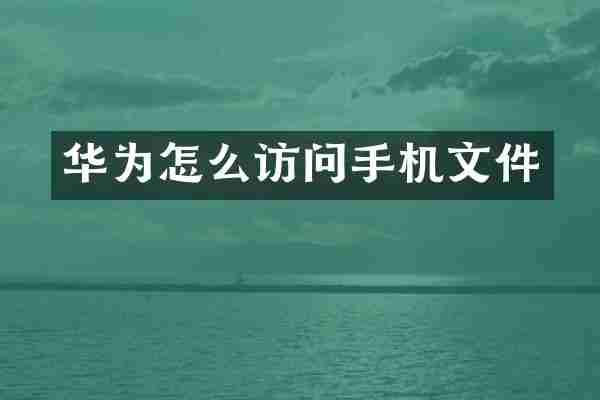 华为怎么访问手机文件