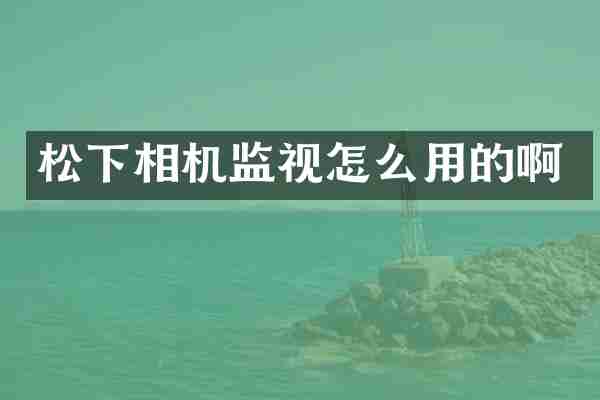 松下相机监视怎么用的啊