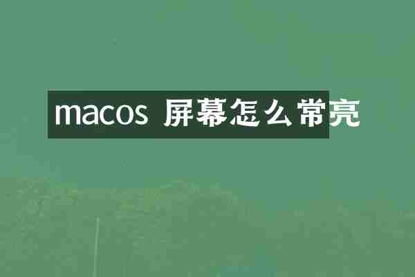 macos 屏幕怎么常亮