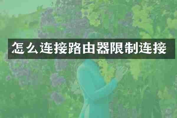 怎么连接路由器限制连接