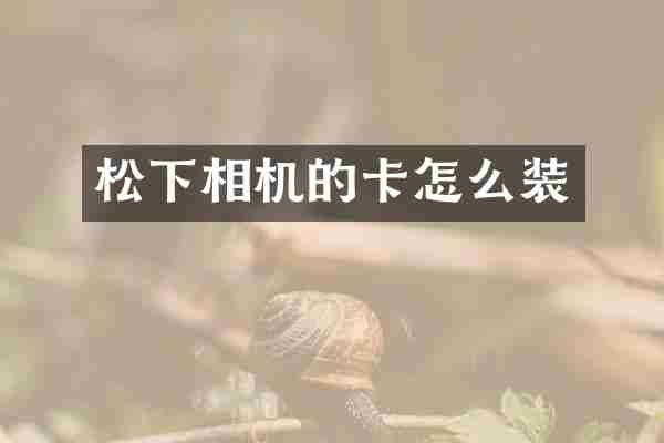 松下相机的卡怎么装