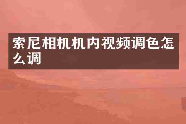 索尼相机机内视频调色怎么调