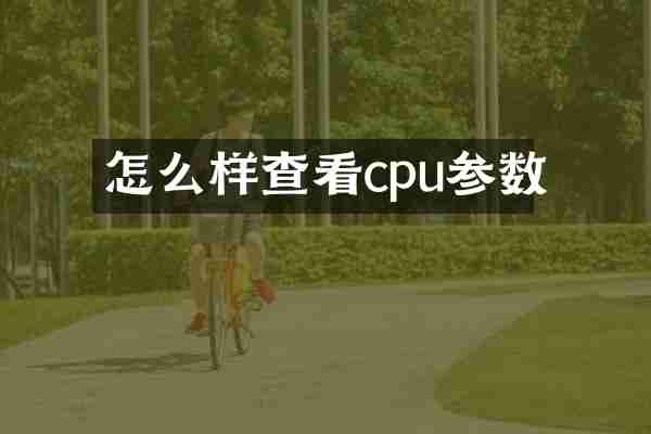 怎么样查看cpu参数