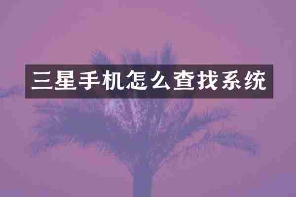 三星手机怎么查找系统