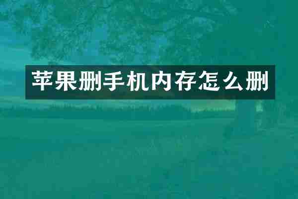 苹果删手机内存怎么删