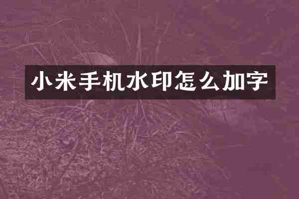 小米手机水印怎么加字