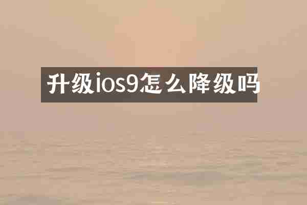 升级ios9怎么降级吗