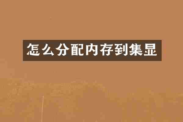 怎么分配内存到集显