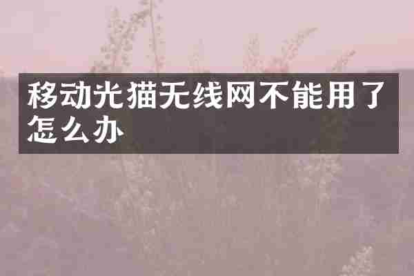 移动光猫无线网不能用了怎么办