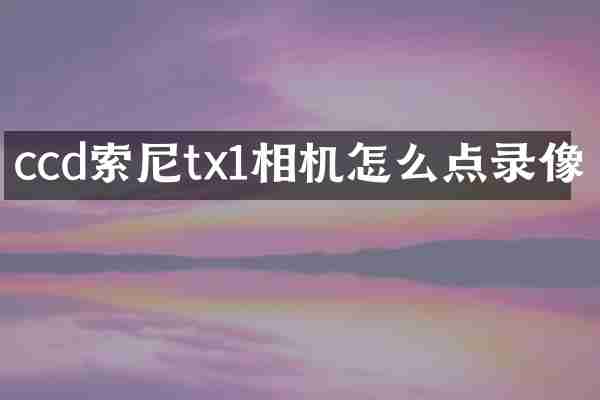 ccd索尼tx1相机怎么点录像