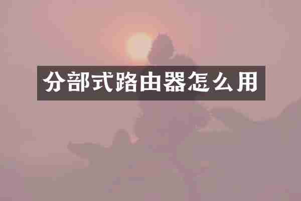 分部式路由器怎么用
