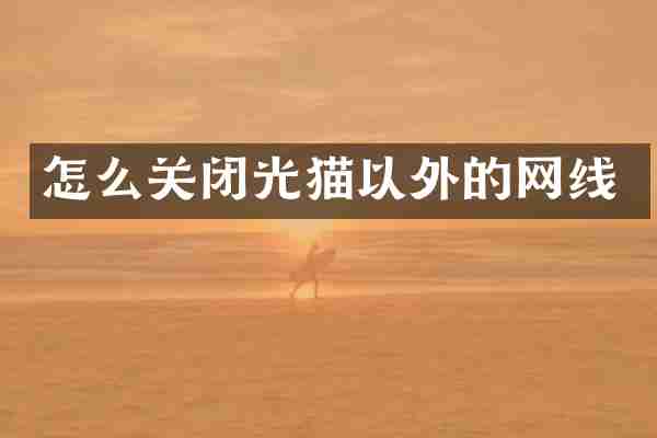 怎么关闭光猫以外的网线