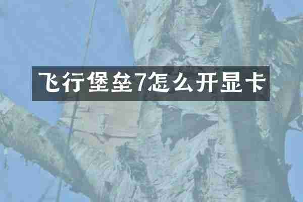 飞行堡垒7怎么开显卡