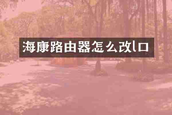 海康路由器怎么改l口
