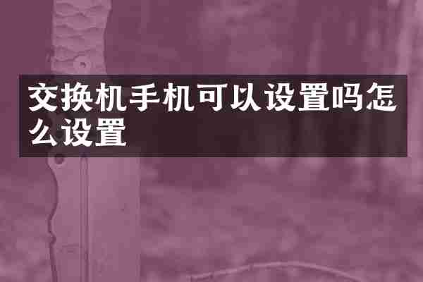 交换机手机可以设置吗怎么设置