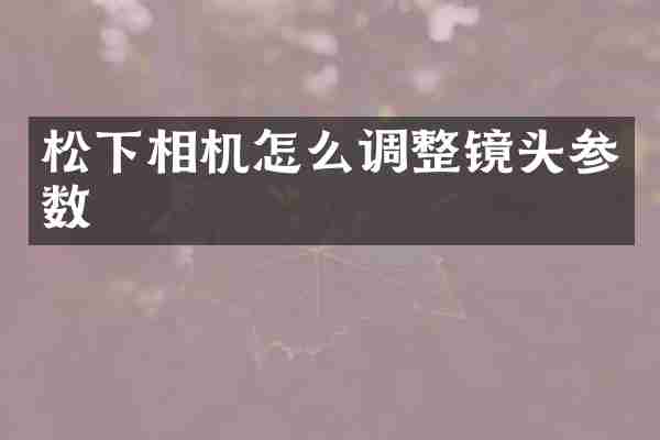 松下相机怎么调整镜头参数
